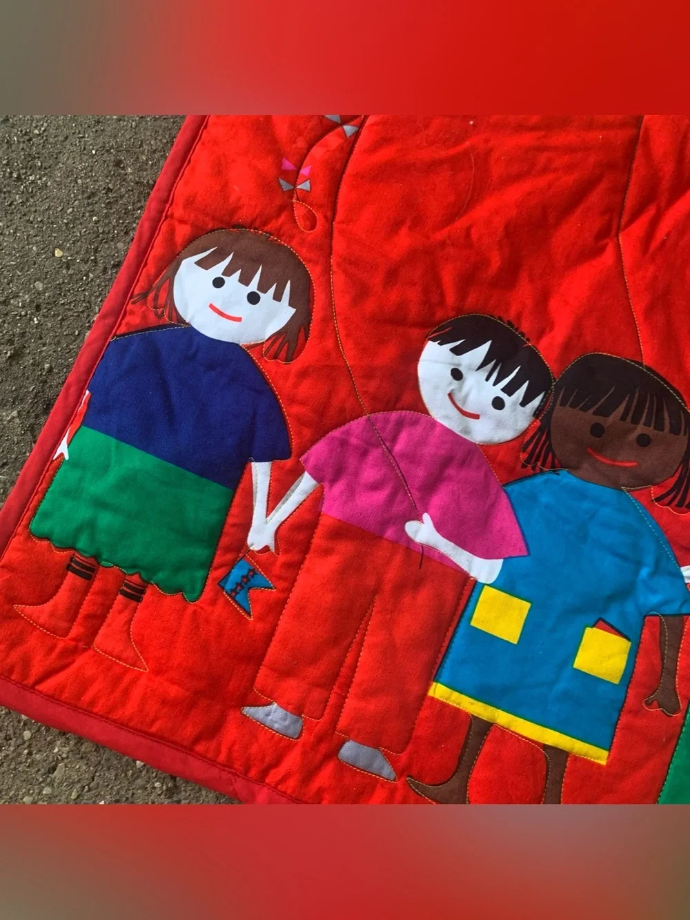 Vintage 70s 80s Circus Balloon Fabric Wall Hanging Kids Decor Wooltex 19…
